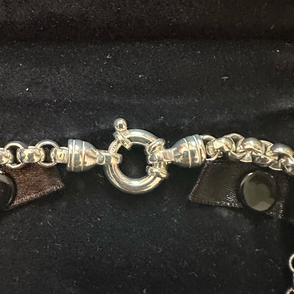 Sterling Silver (925) rolo chain necklace & bracelet set - fish hook closure - Picture 4 of 7
